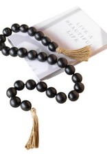 Black Beads with Jute Tassels