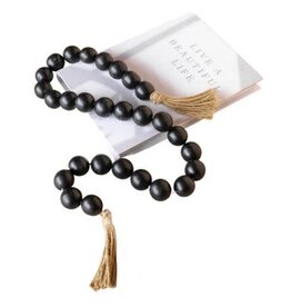 Black Beads with Jute Tassels