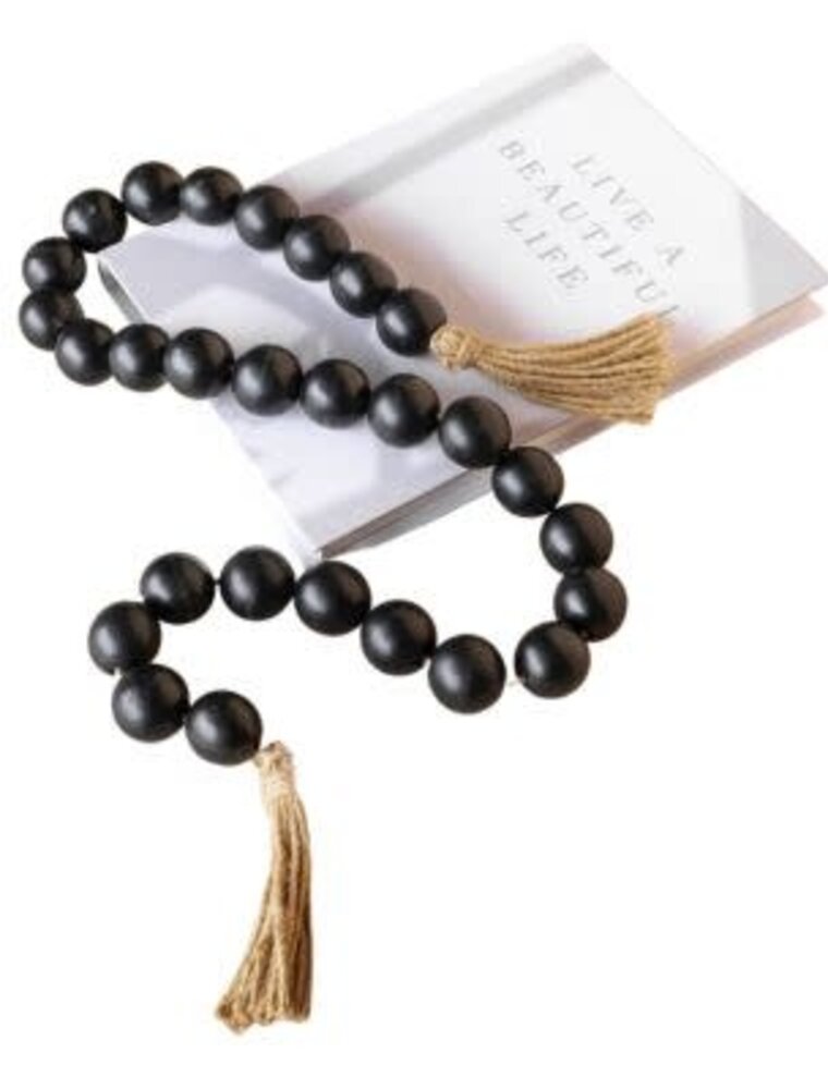 Black Beads with Jute Tassels