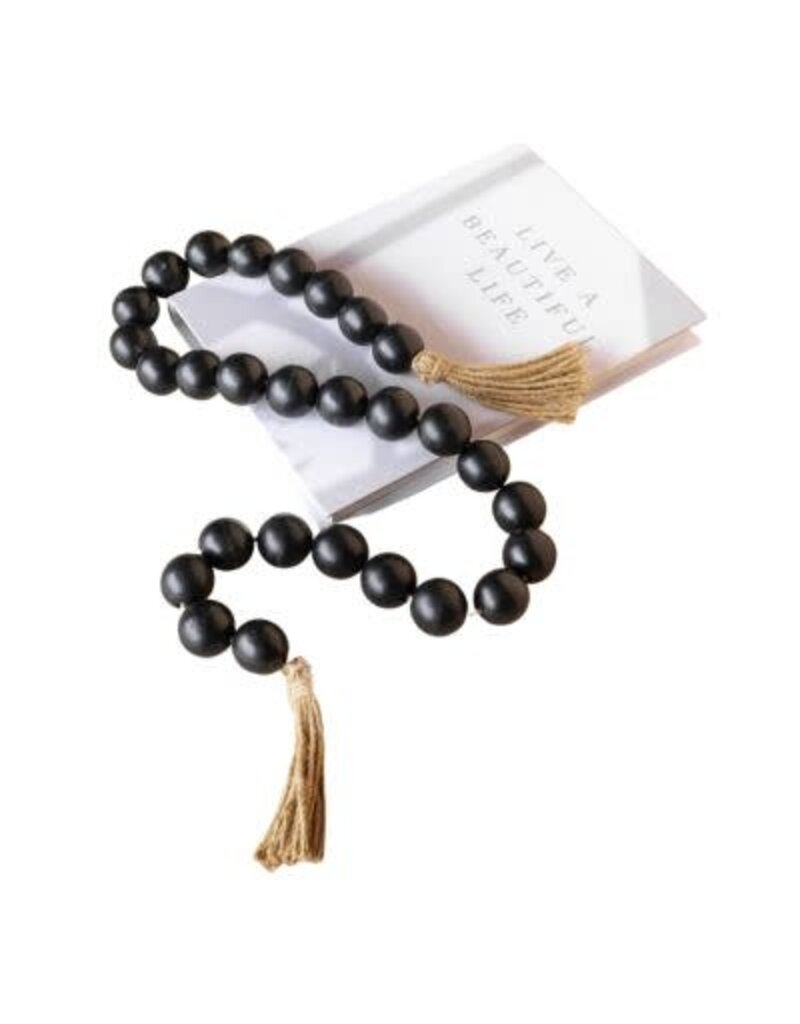 Black Beads with Jute Tassels