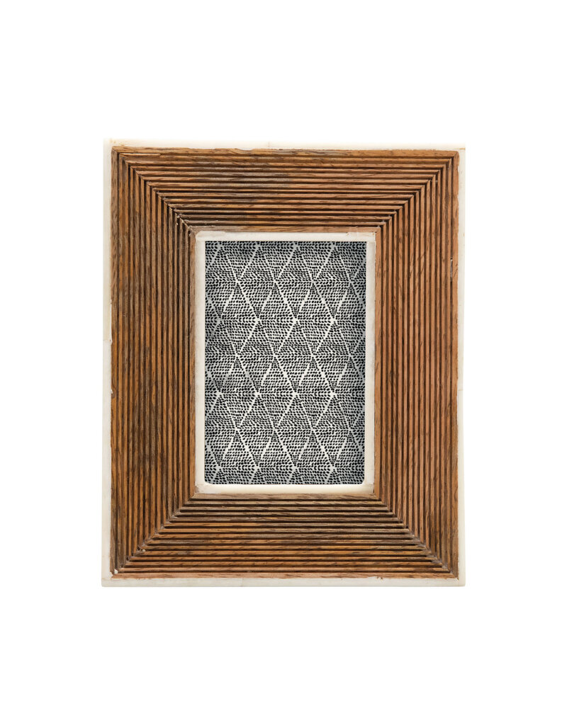 abode Hand Carved Photo Frame with Bone Border