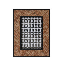 Obsidian Bamboo Photo Frame with Herringbone Pattern