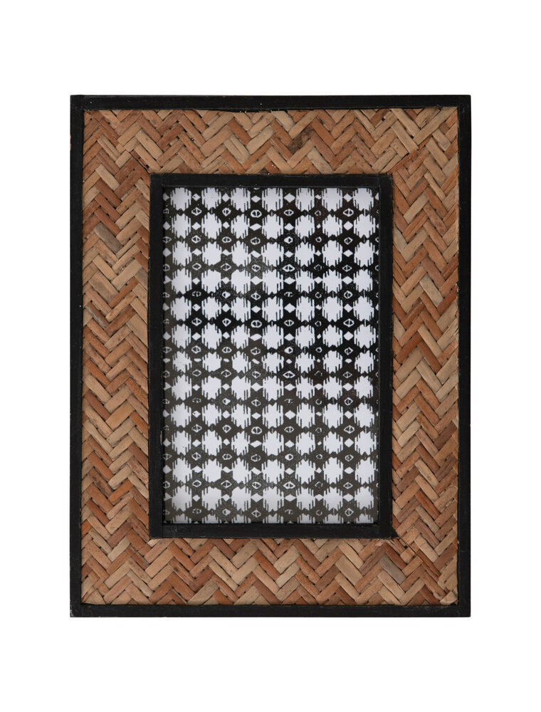 Obsidian Bamboo Photo Frame with Herringbone Pattern