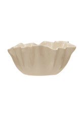 Cheers Small White Stoneware Fluted Bowl