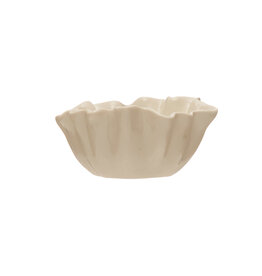 Cheers Small White Stoneware Fluted Bowl