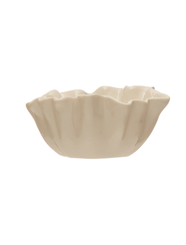 Cheers Small White Stoneware Fluted Bowl