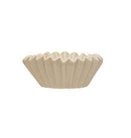 Cheers Large White Stoneware Fluted Bowl