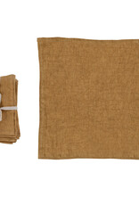 Daily Routines Gold 18” Square Stonewashed Linen Napkins, Set 0f 4