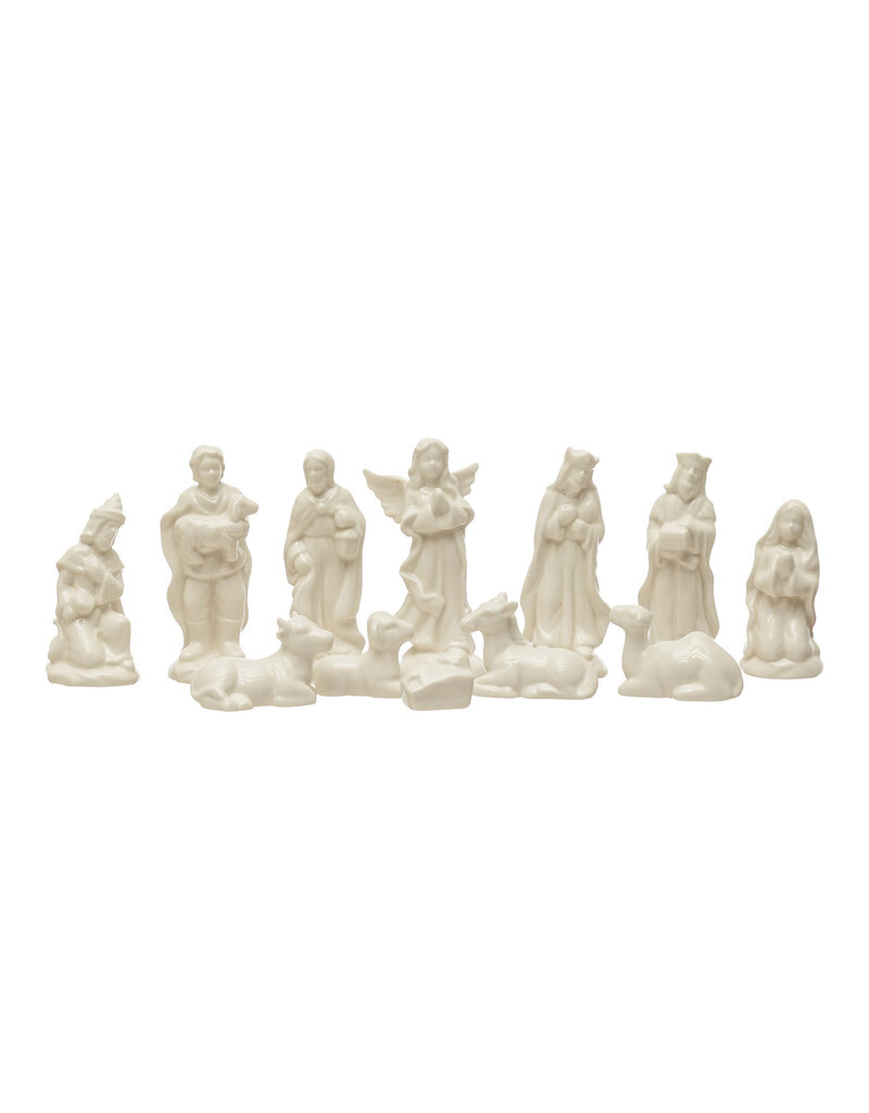 Shimmer White Stoneware Nativity