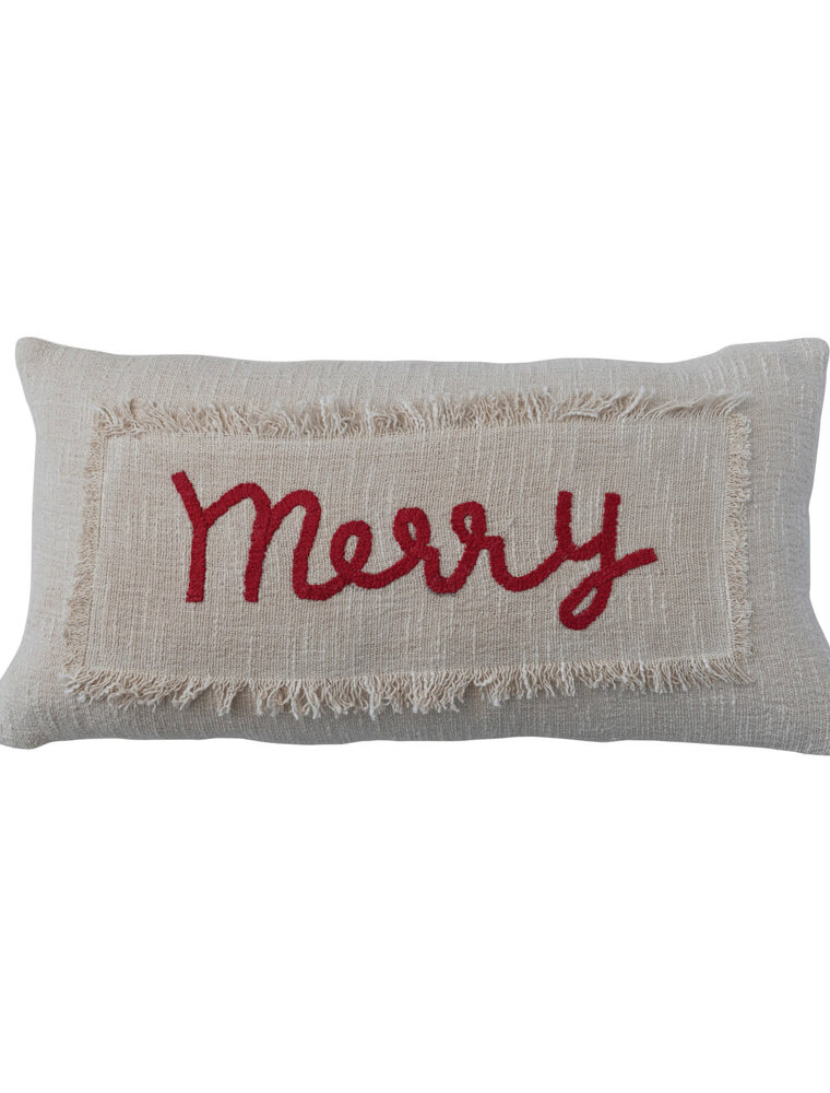 Home for the Holidays 24"x12" Cream Merry Pillow