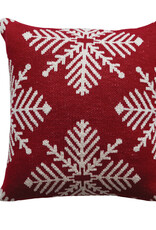 Christmas Market 20" Square Red & Cream Snowflake Pillow