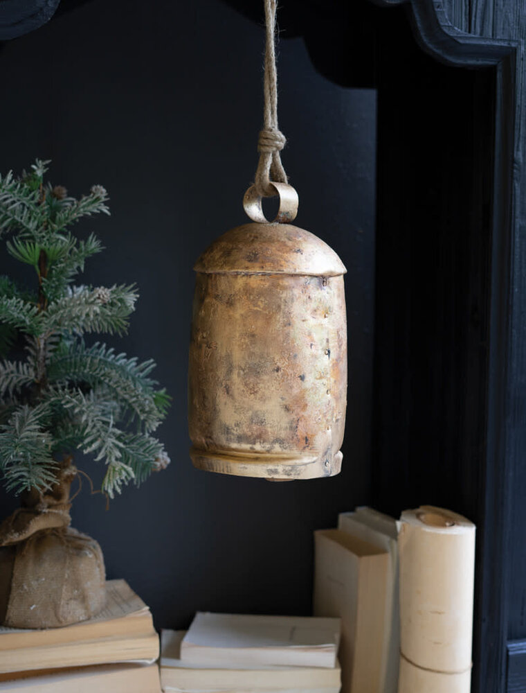 Large Antique Gold Christmas Bell