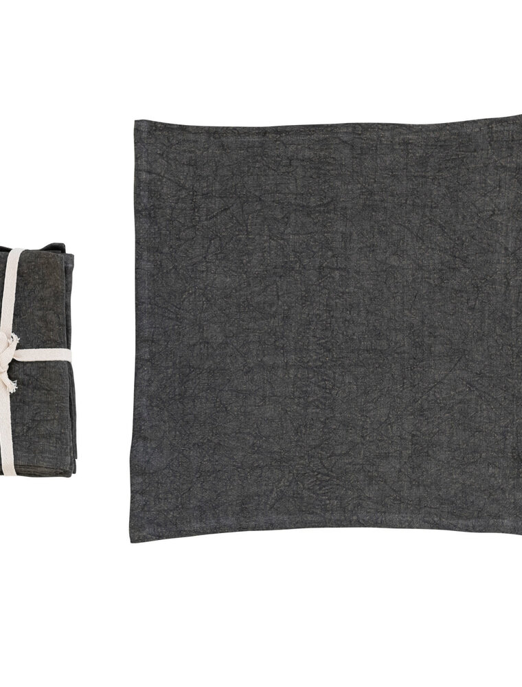 Daily Routines Dark Grey 18” Square Stonewashed Linen Napkins, Set of 4