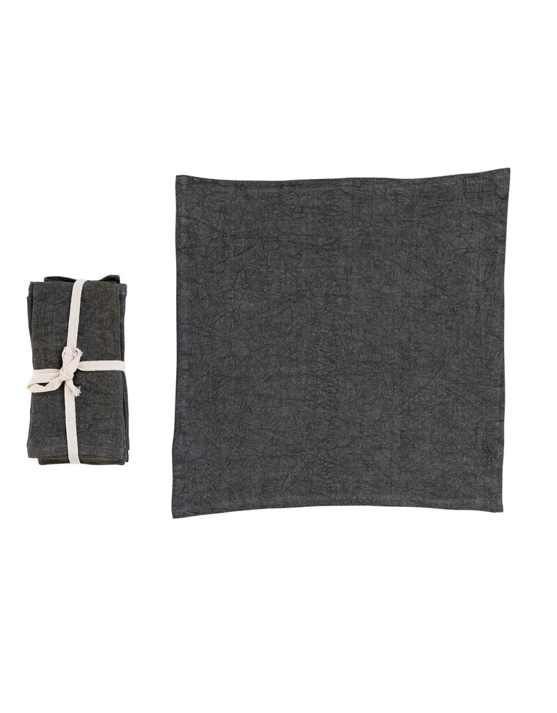 Daily Routines Dark Grey 18” Square Stonewashed Linen Napkins, Set of 4