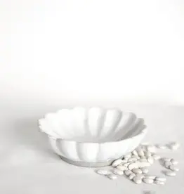 White Scalloped Ceramic Bowl