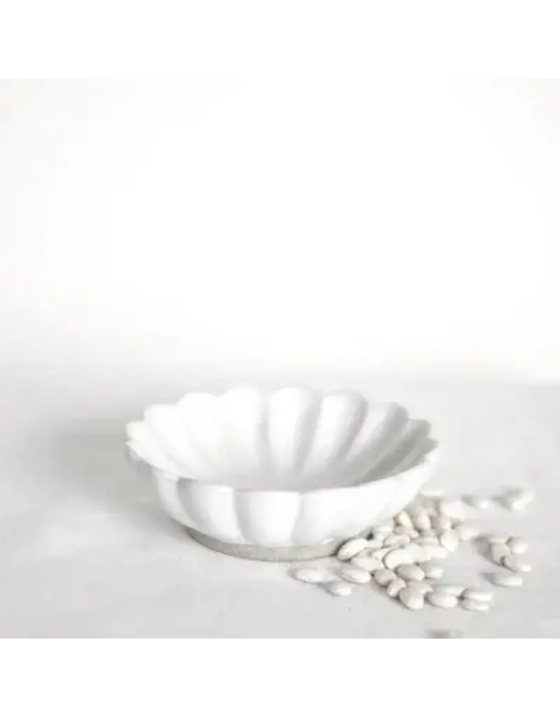 White Scalloped Ceramic Bowl