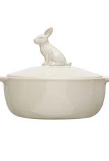 At The Table 4 Cup Stoneware Baker w/ Rabbit, White