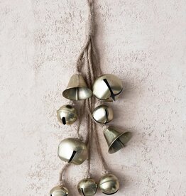 Home for the Holidays 16"H Metal Bell Cluster with Jute Rope