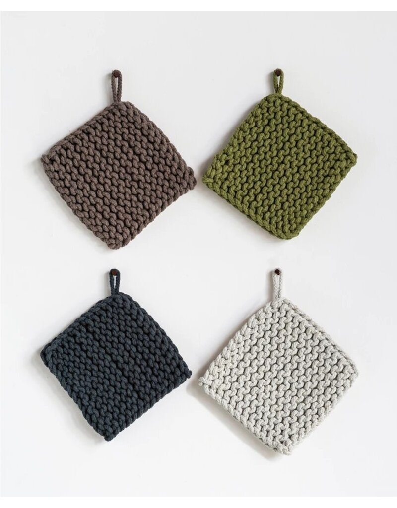 Sonoma Cotton Crocheted Pot Holder, Olive, 4 Colors, Each