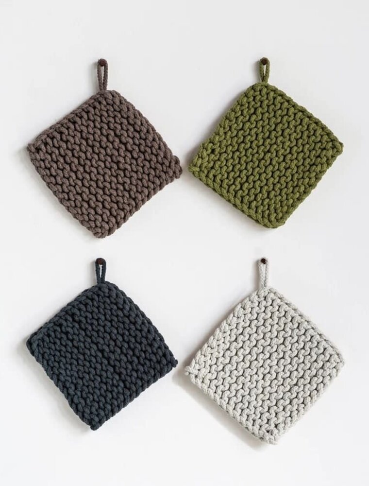 Cotton Crocheted Pot Holder, Taupe, 4 Colors, Each