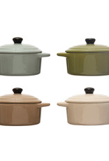 At The Table 1 Cup Stoneware Mini Baker with Lid, Green, 4 Colors, EACH