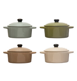 At The Table 1 Cup Stoneware Mini Baker with Lid, Blue, 4 Colors, EACH