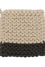 At The Table 2-Stripe Cotton Crocheted Pot Holder