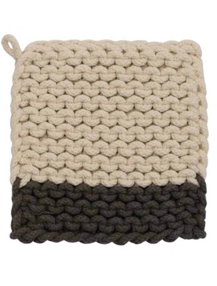 At The Table 2-Stripe Cotton Crocheted Pot Holder