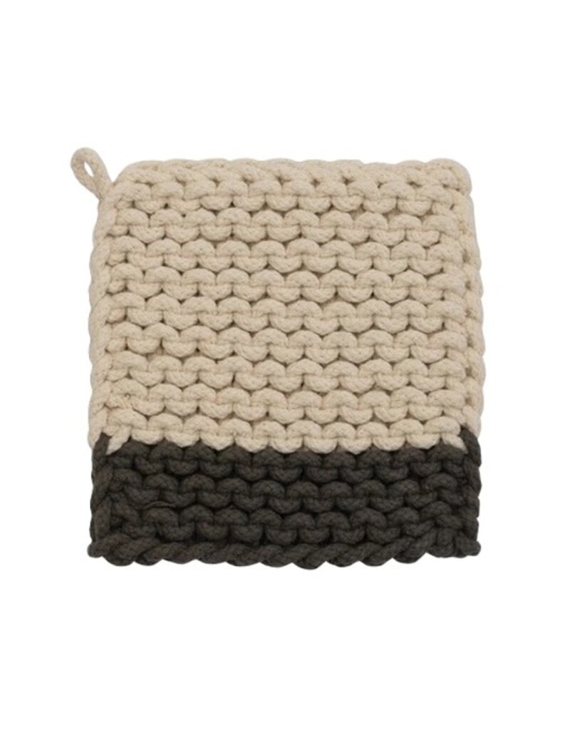 At The Table 2-Stripe Cotton Crocheted Pot Holder