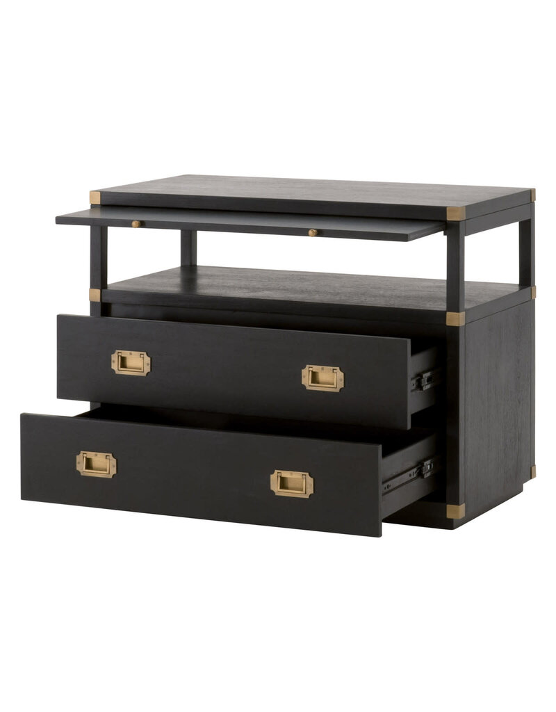 Bradley Bradley 2 Drw Nightstand, Brushed Black/Gold