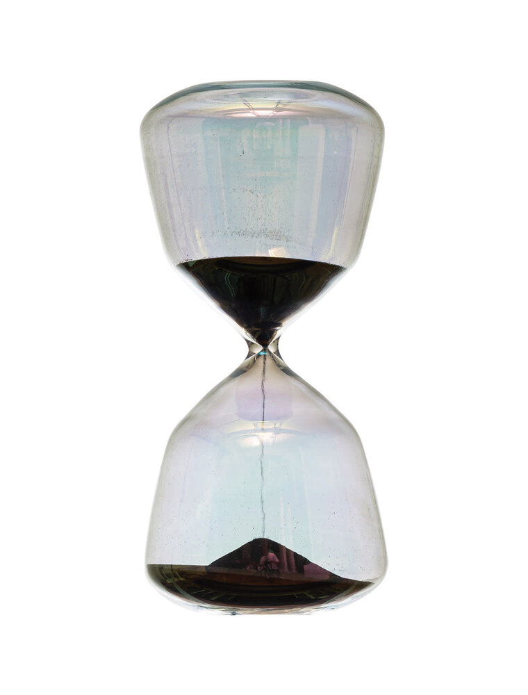 At The Table Hourglass with Black Sand