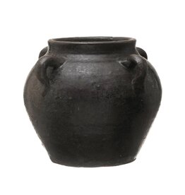 Collected Notions Black Round Clay Jar - Short