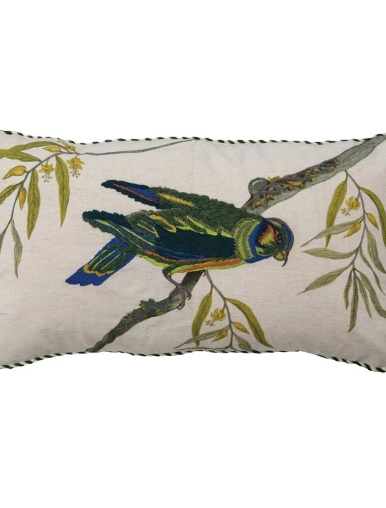 Botanist 22" x 12" Bird on Branch Cotton Lumbar Pillow