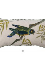 Botanist 22" x 12" Bird on Branch Cotton Lumbar Pillow