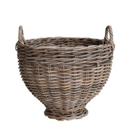 Heirloom Rattan Footed Basket with Handles