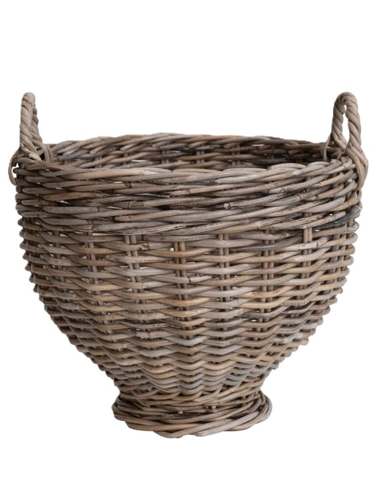 Heirloom Rattan Footed Basket with Handles
