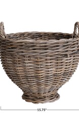 Heirloom Rattan Footed Basket with Handles