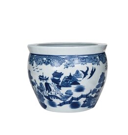 Collected Notions Blue & White Stoneware Planter