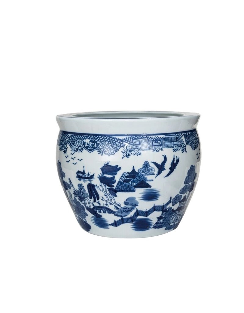 Collected Notions Blue & White Stoneware Planter