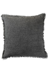 Daily Routines 20" Charcoal Square Stonewashed Linen Pillow