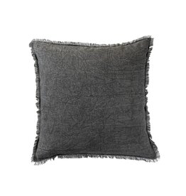 Daily Routines 20" Charcoal Square Stonewashed Linen Pillow