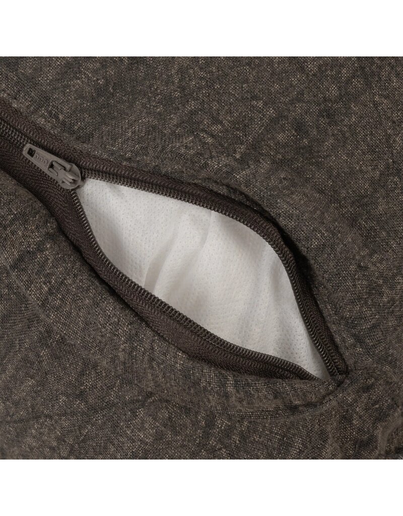 Daily Routines 20" Square Stonewashed Linen Pillow w/ Fringe, Grey
