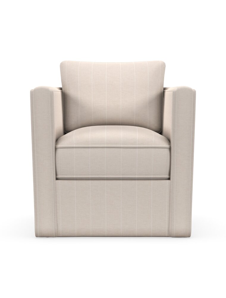 Robin Bruce Rothko Swivel Chair, Custom, Grade AA, Beige Large Stripe