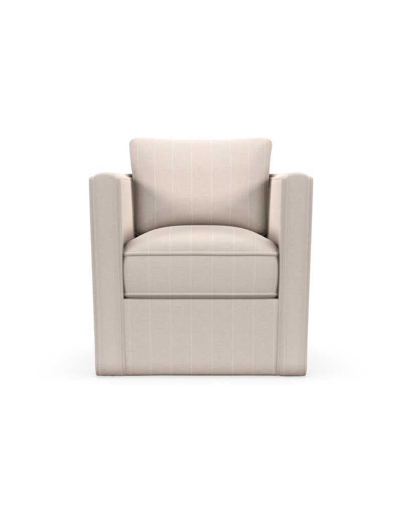Robin Bruce Rothko Swivel Chair, Custom, Grade AA, Beige Large Stripe