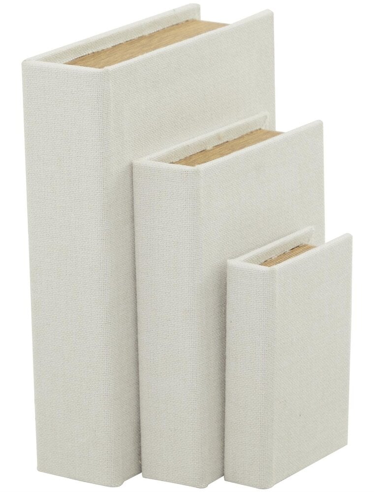 Jes & Gray White Burlap Book Box, Set of 3
