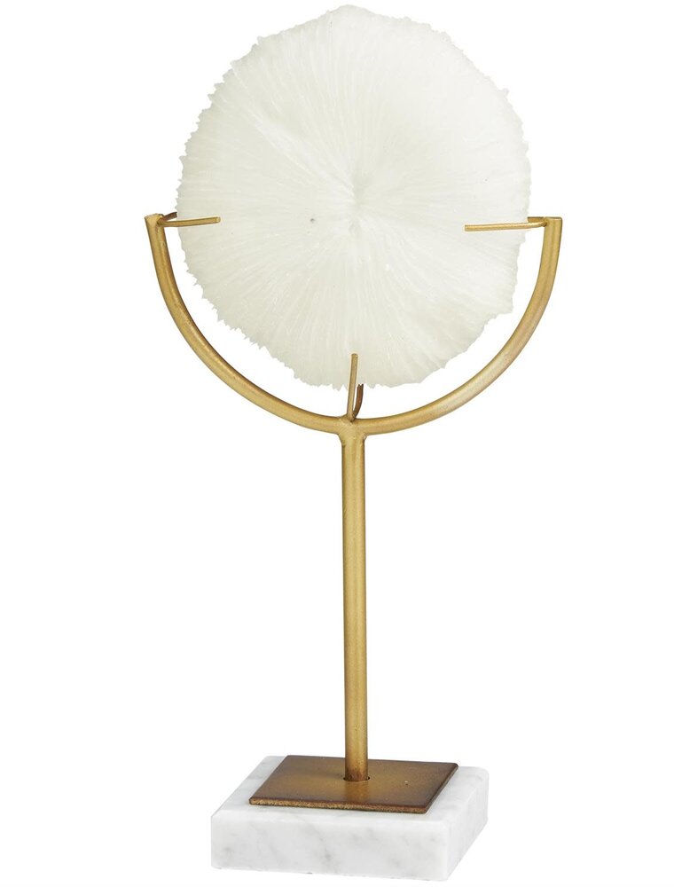 Large Coral Sculpture on Stand with Marble Base