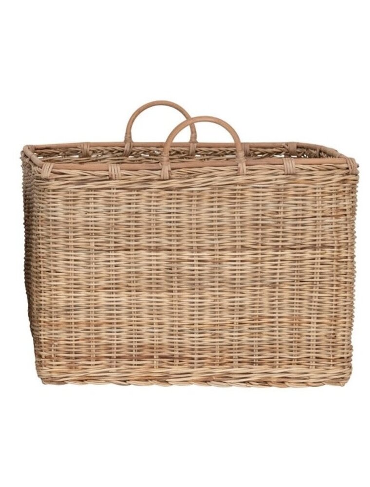 Await Medium Square Rattan Basket w/handles