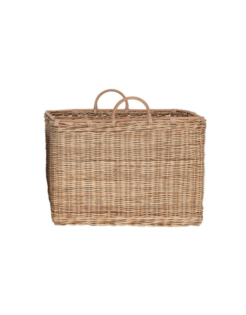 Await Medium Square Rattan Basket w/handles