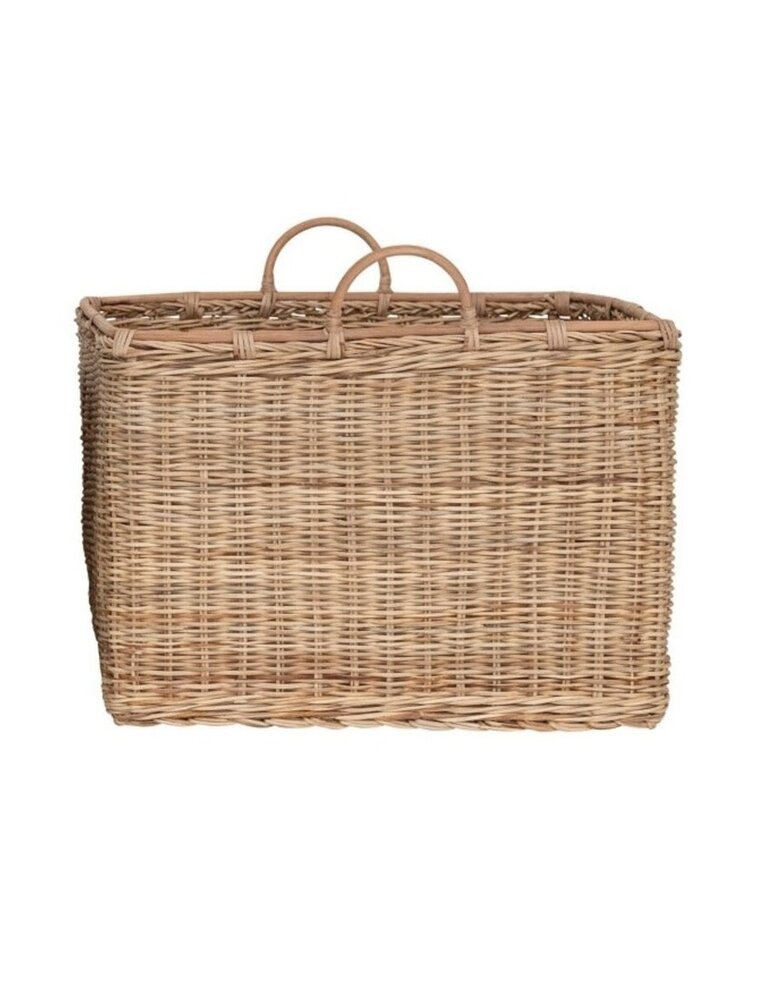 Await Small Square Rattan Basket w/handles