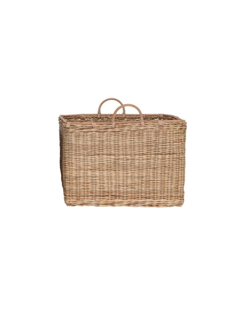 Await Small Square Rattan Basket w/handles